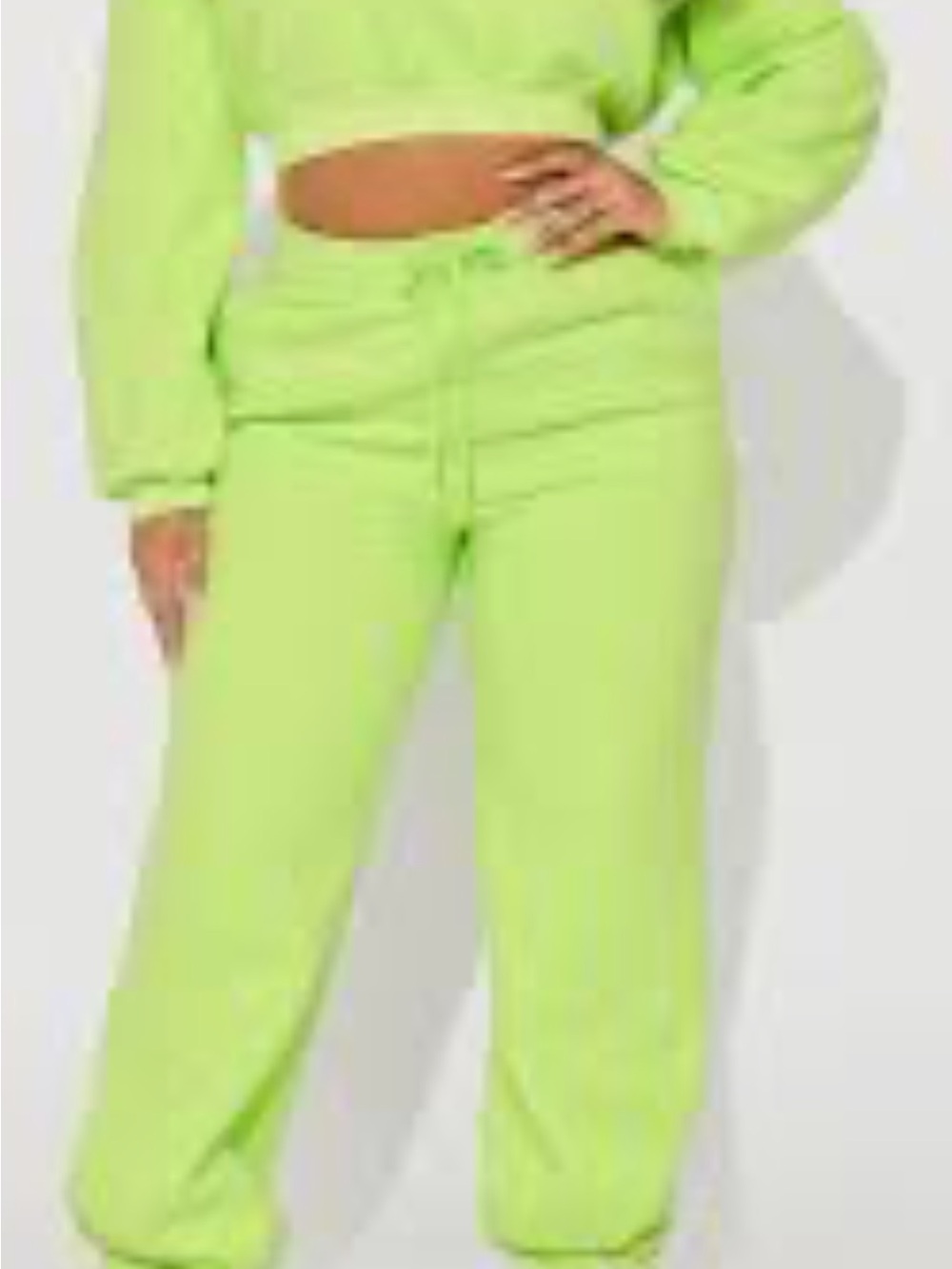 Forever 21 Neon Green Women's Cropped Sweatshirt Jogger Set Brand New Size XL